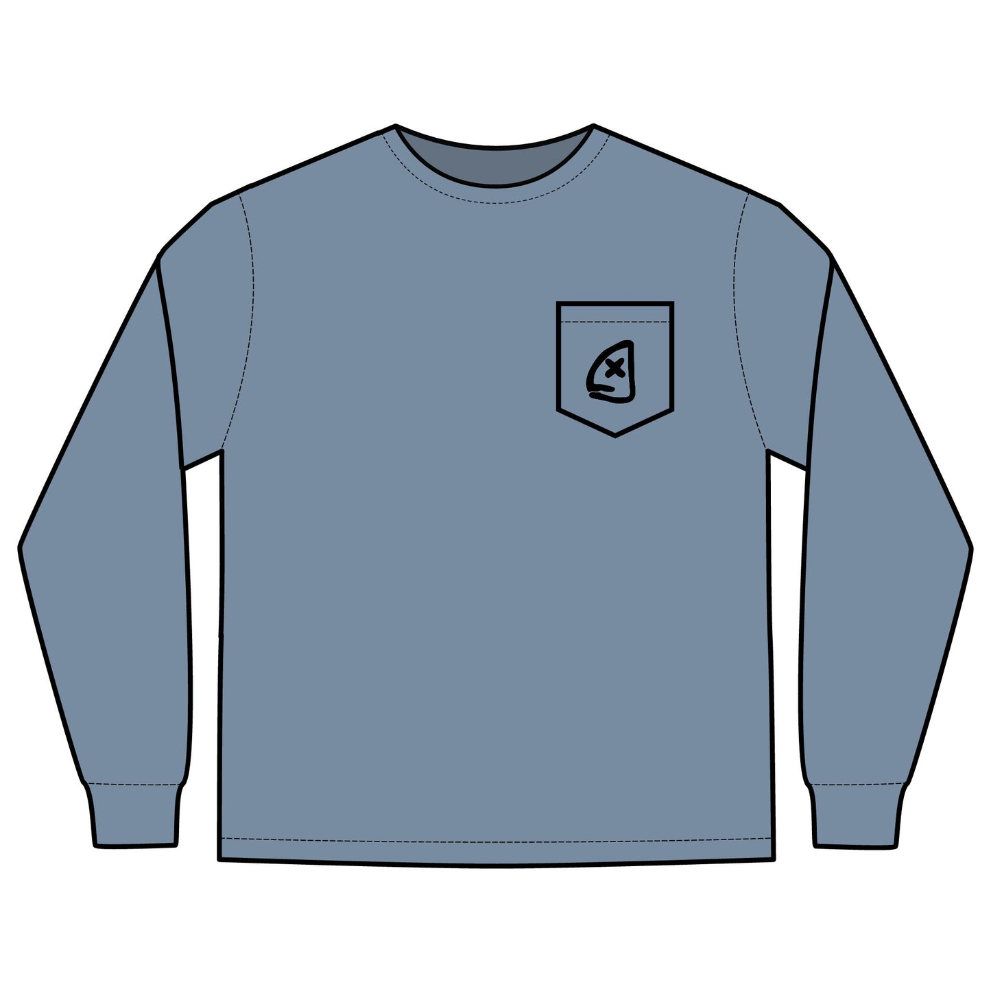 Long Sleeve Pocket T-Shirt - Full Box Fishing Designs