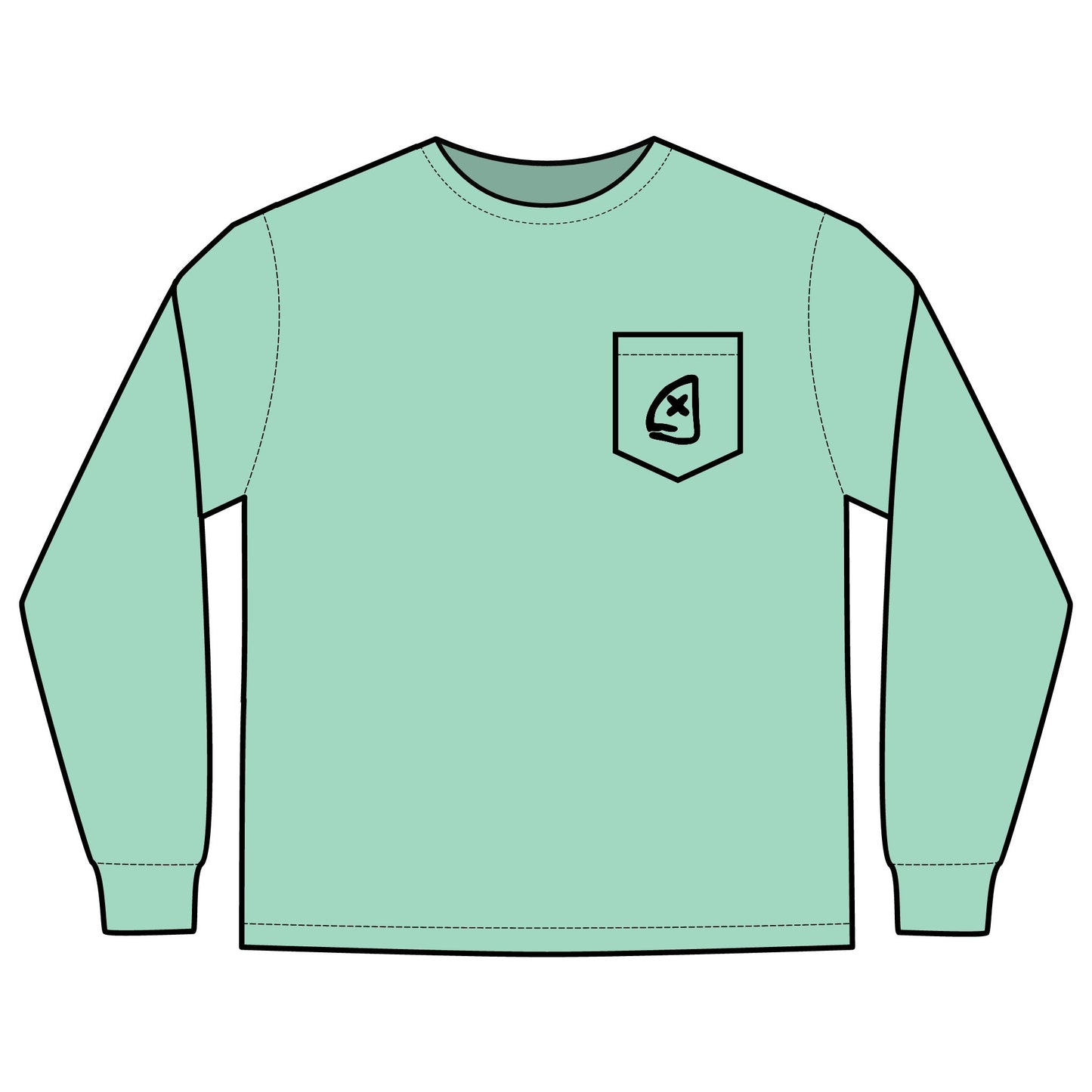 Long Sleeve Pocket T-Shirt - Full Box Fishing Designs