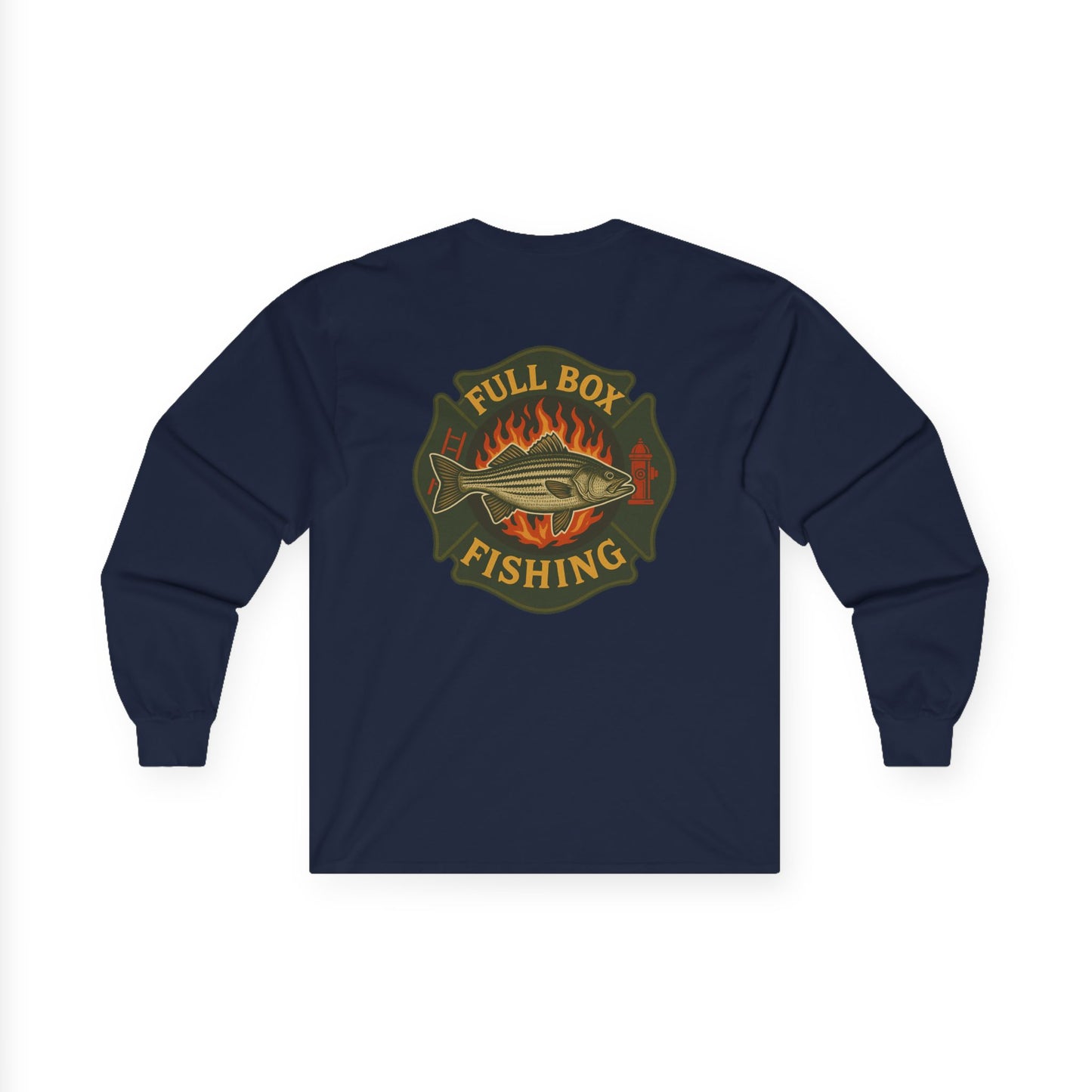 Striper Maltese Cross Long Sleeve Tee - Full Box Fishing Designs