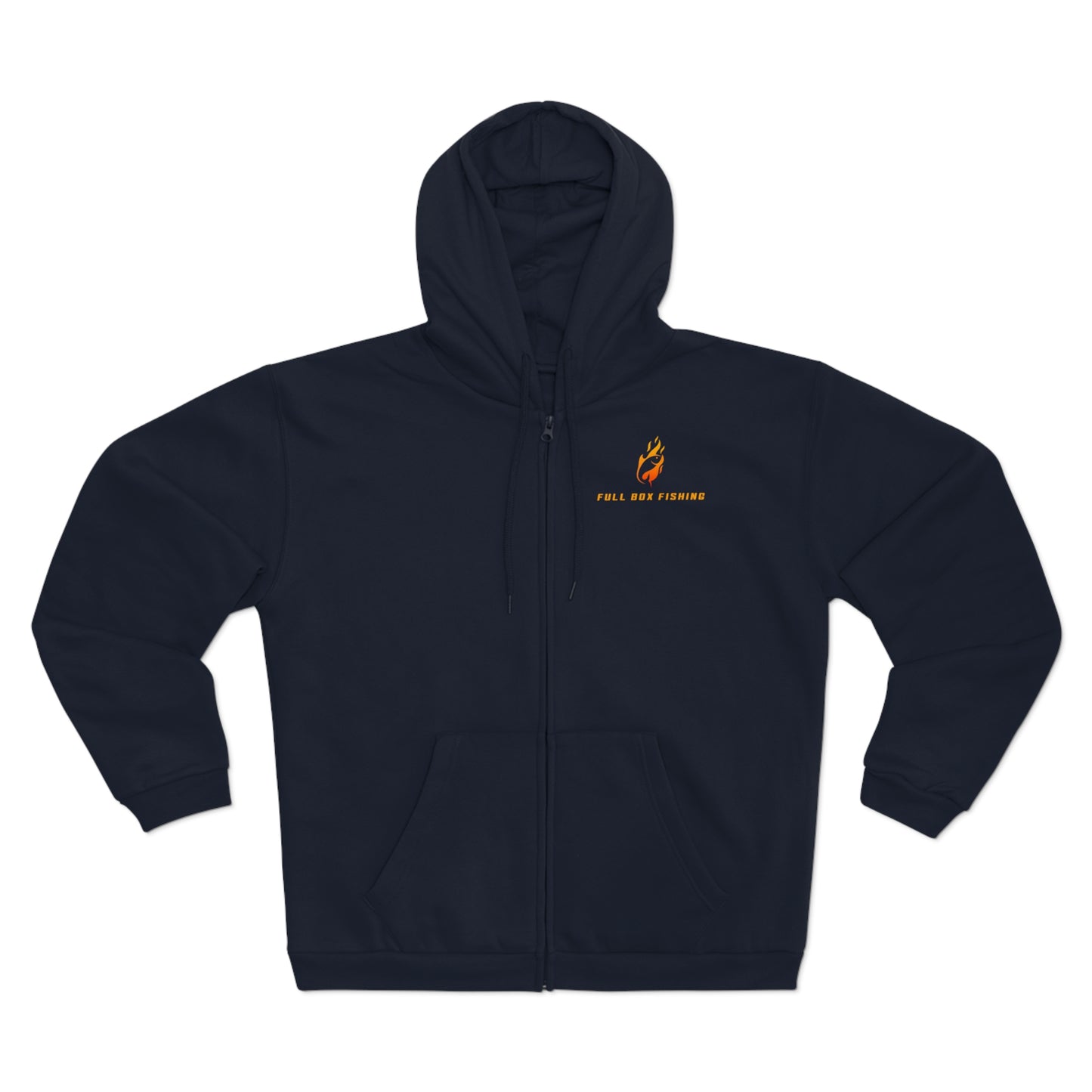 Hooded Full Zip Sweatshirt - Full Box Fishing Fire Designs
