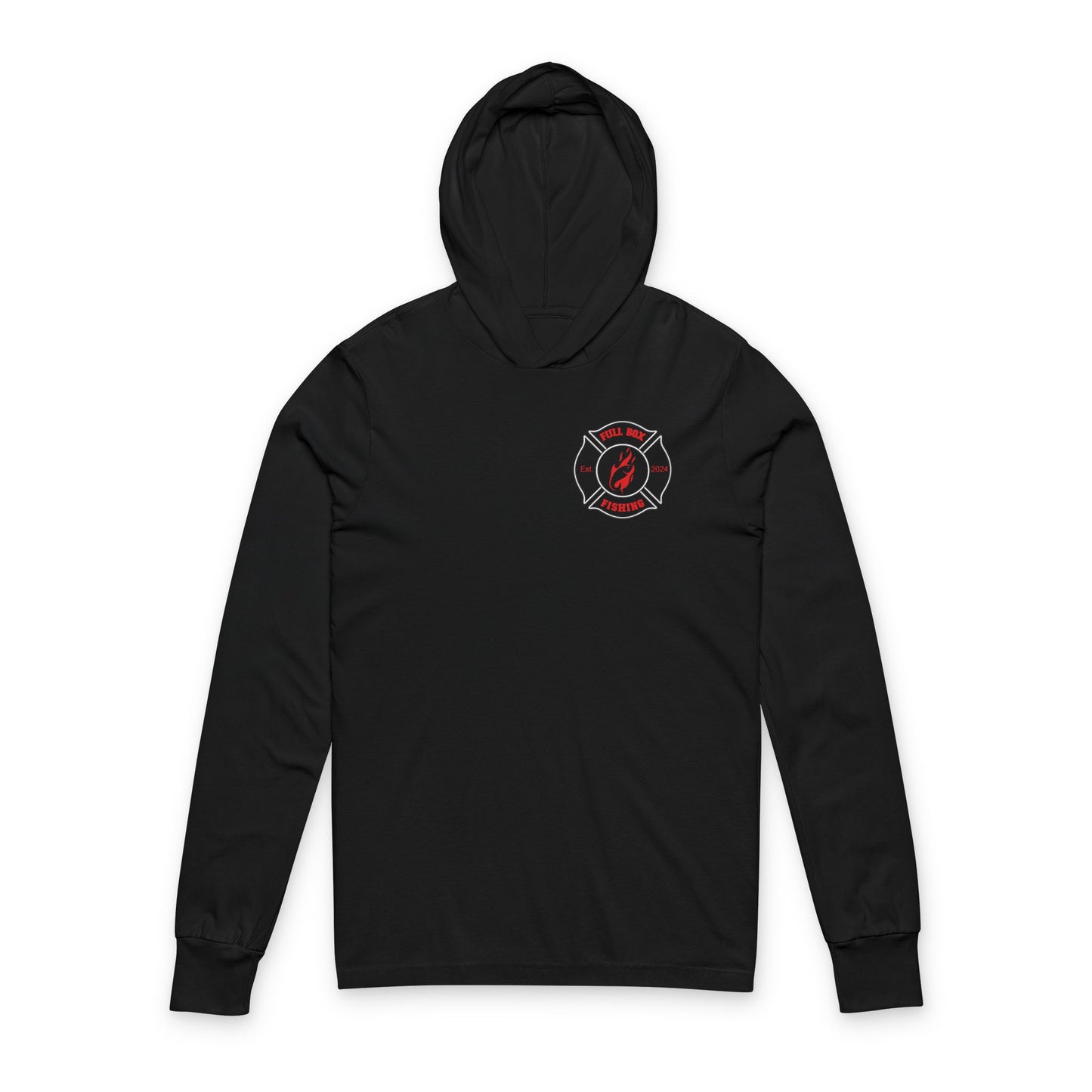Hooded Long Sleeve Tee - Full Box Fishing Designs