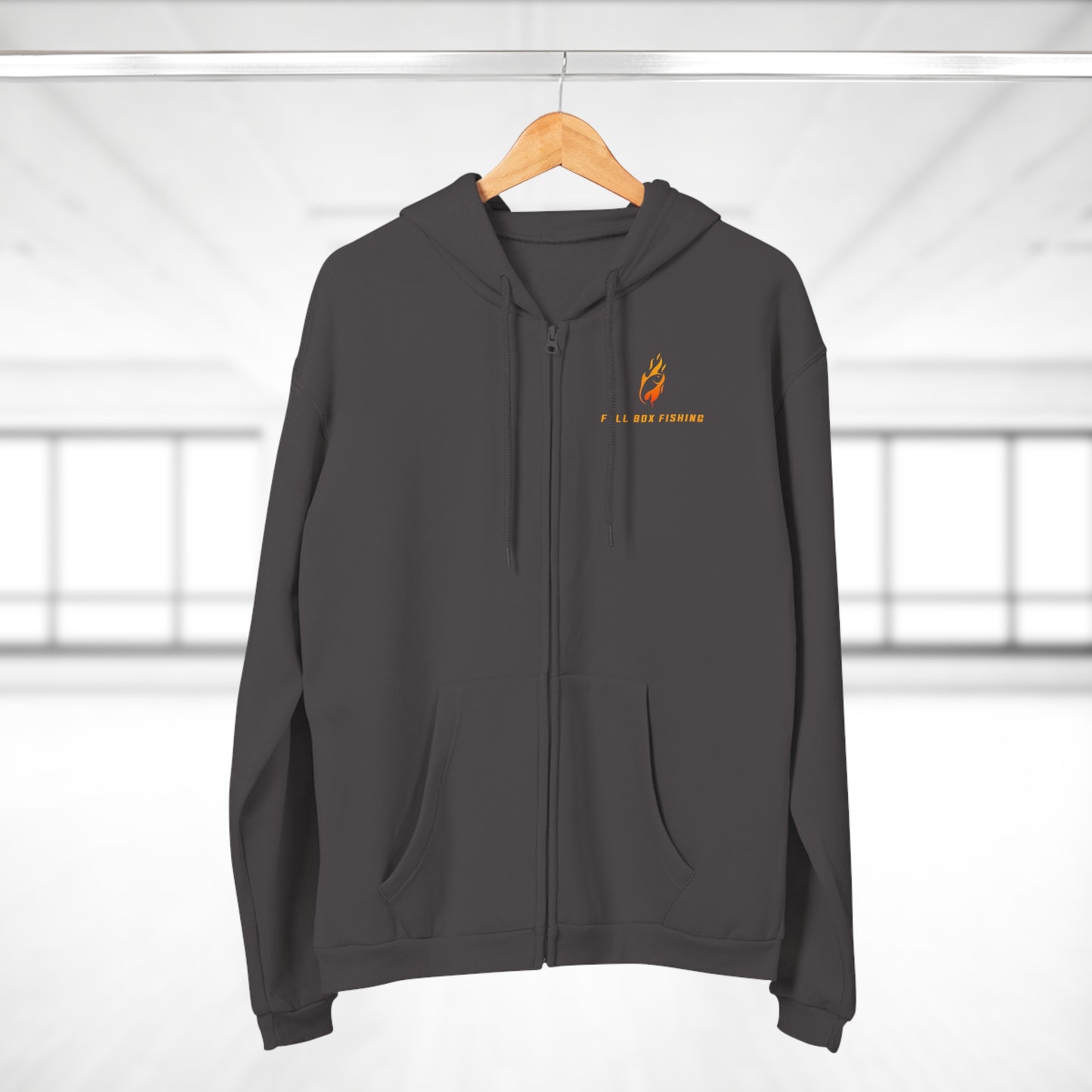 Hooded Full Zip Sweatshirt - Full Box Fishing Fire Designs