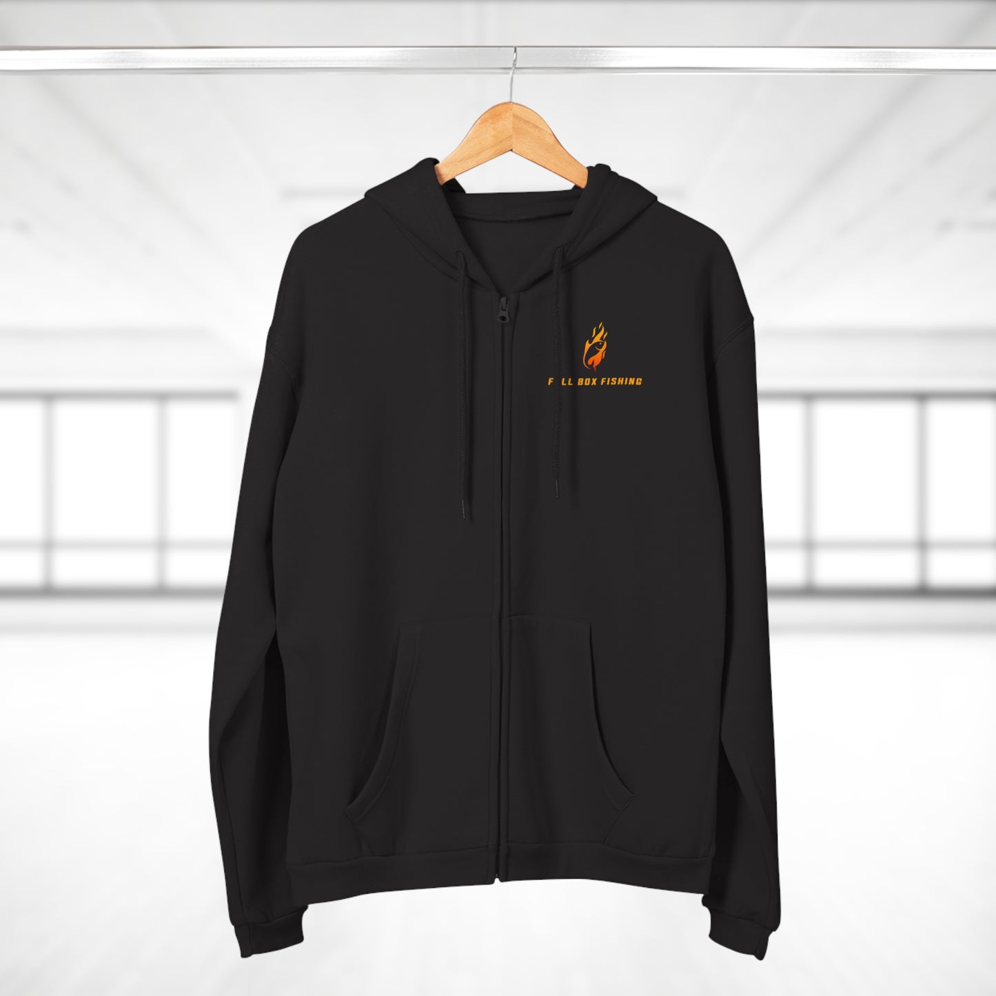 Hooded Full Zip Sweatshirt - Full Box Fishing Fire Designs