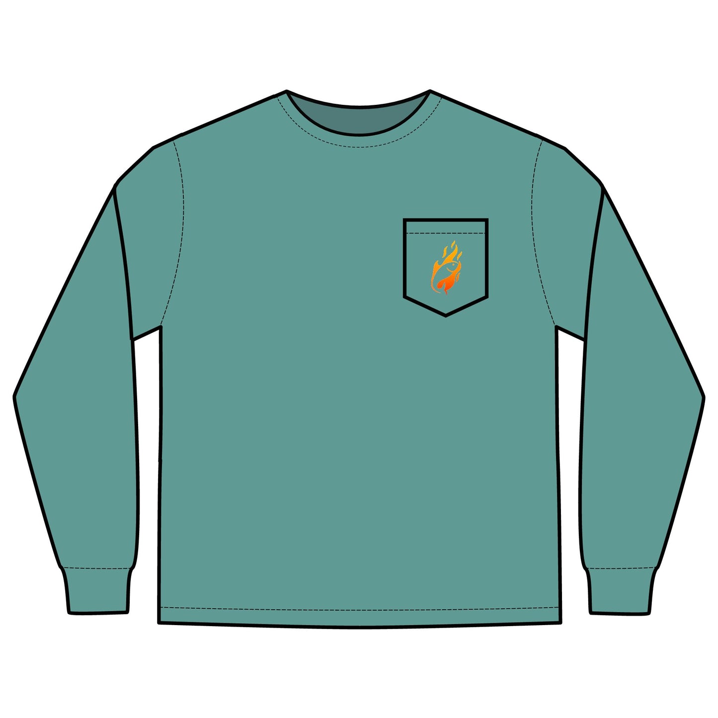 Long Sleeve Pocket T-Shirt - Full Box Fishing Designs
