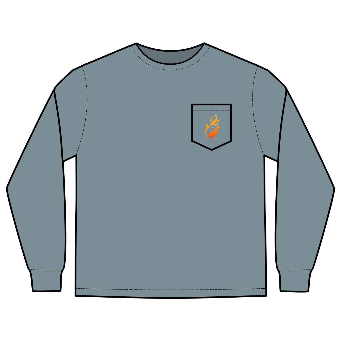 Long Sleeve Pocket T-Shirt - Full Box Fishing Designs