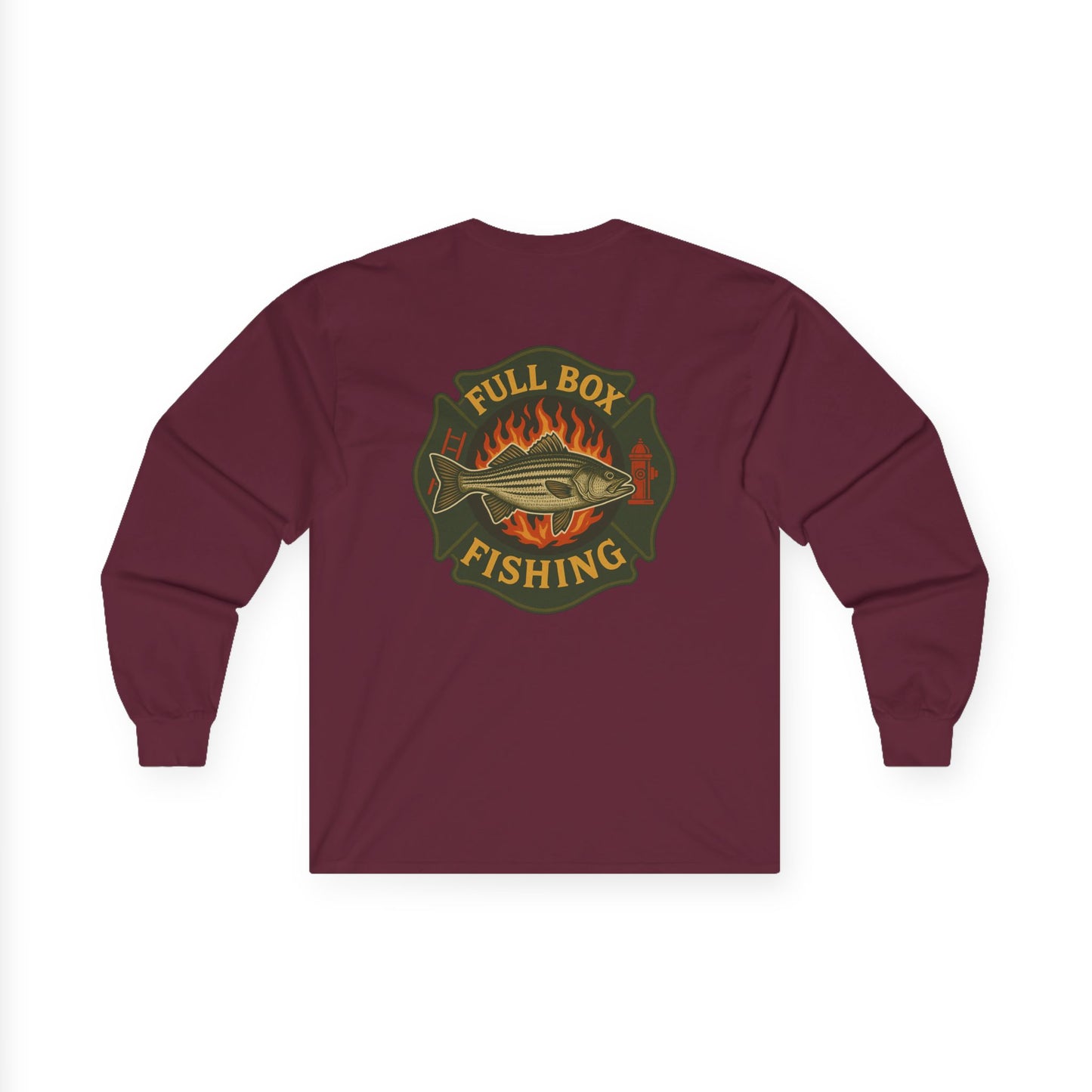 Striper Maltese Cross Long Sleeve Tee - Full Box Fishing Designs