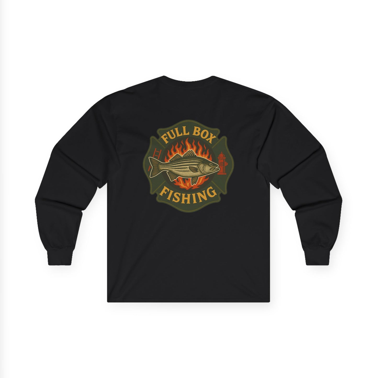 Striper Maltese Cross Long Sleeve Tee - Full Box Fishing Designs