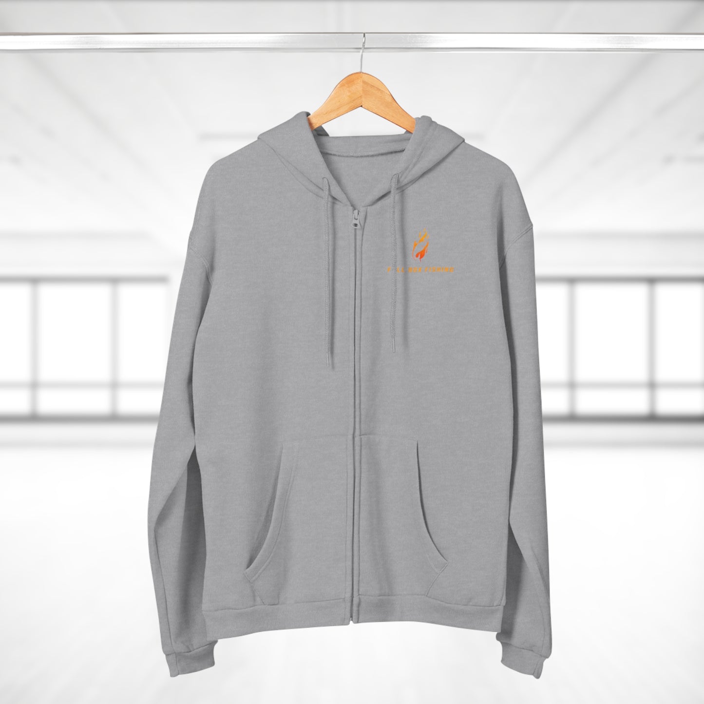 Hooded Full Zip Sweatshirt - Full Box Fishing Fire Designs
