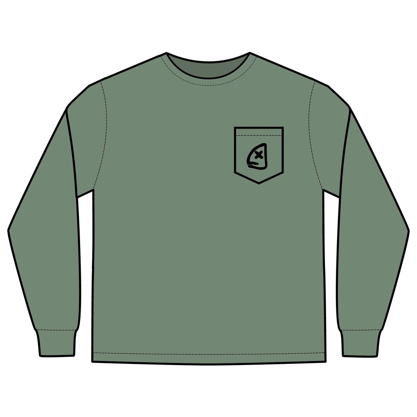 Long Sleeve Pocket T-Shirt - Full Box Fishing Designs