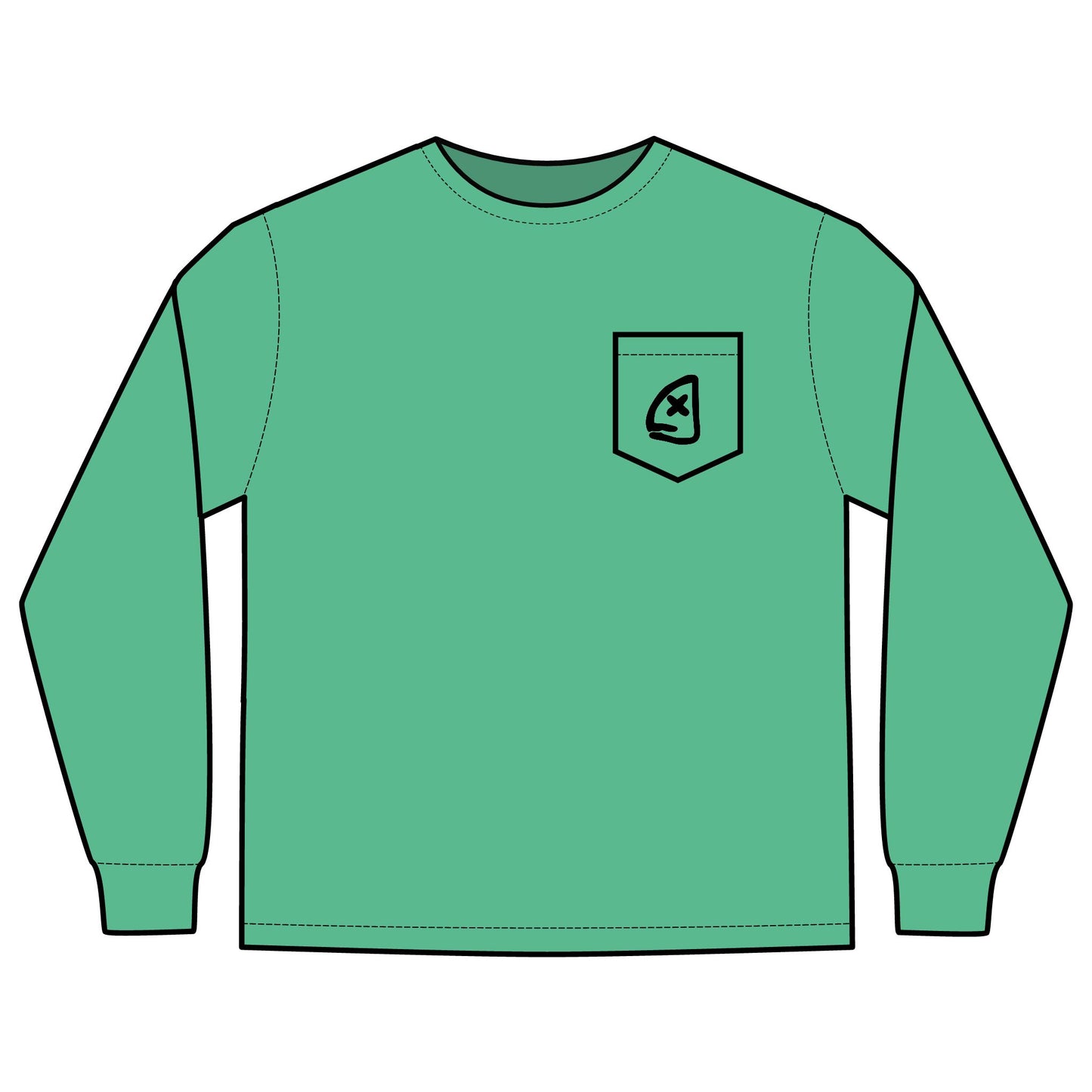 Long Sleeve Pocket T-Shirt - Full Box Fishing Designs