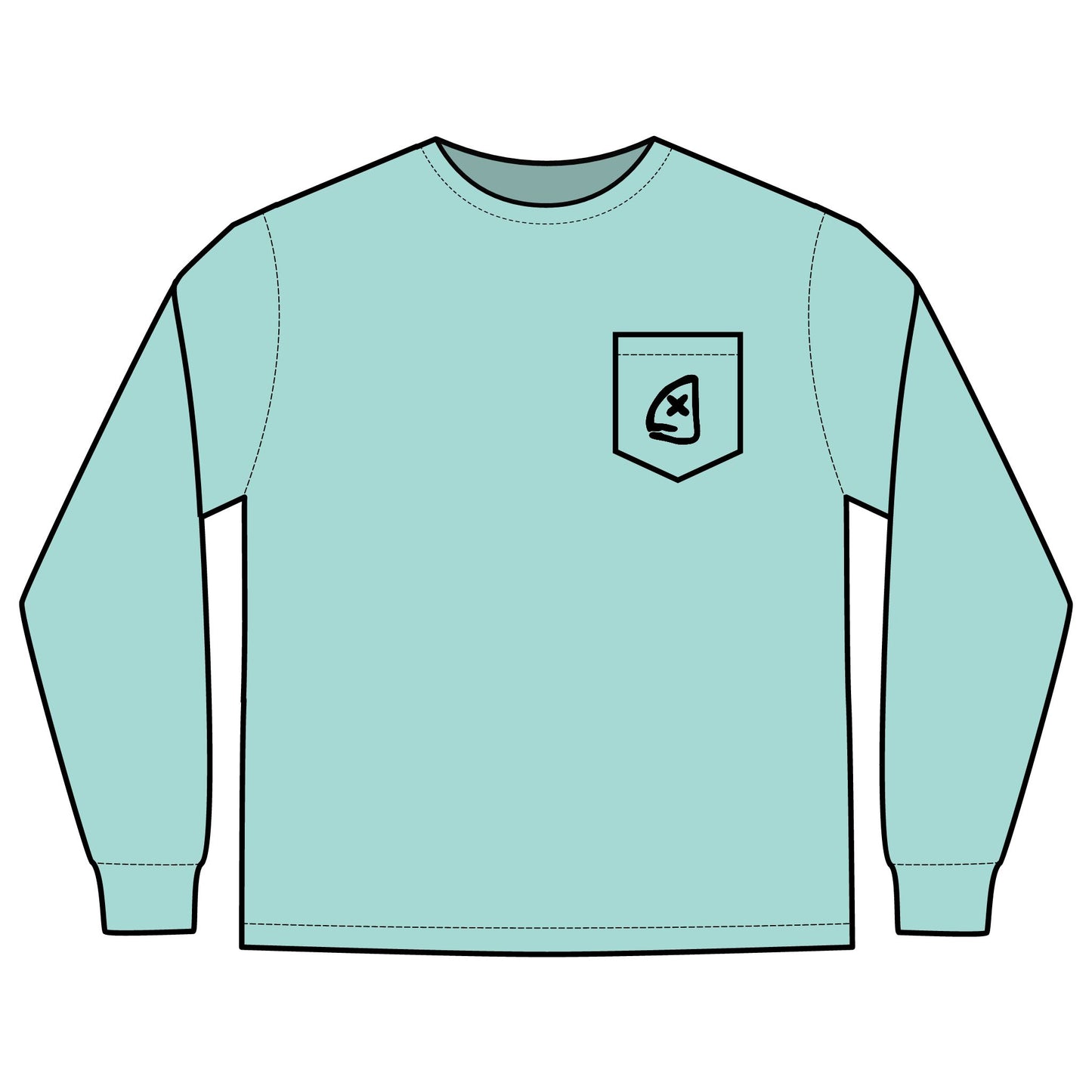 Long Sleeve Pocket T-Shirt - Full Box Fishing Designs