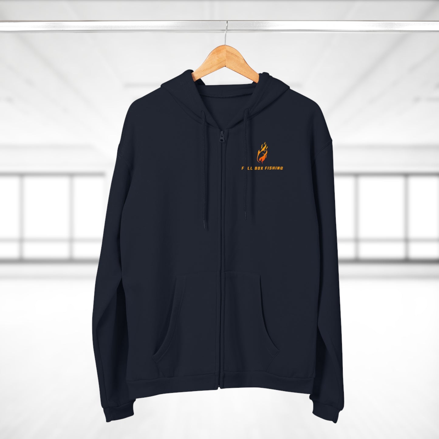 Hooded Full Zip Sweatshirt - Full Box Fishing Fire Designs