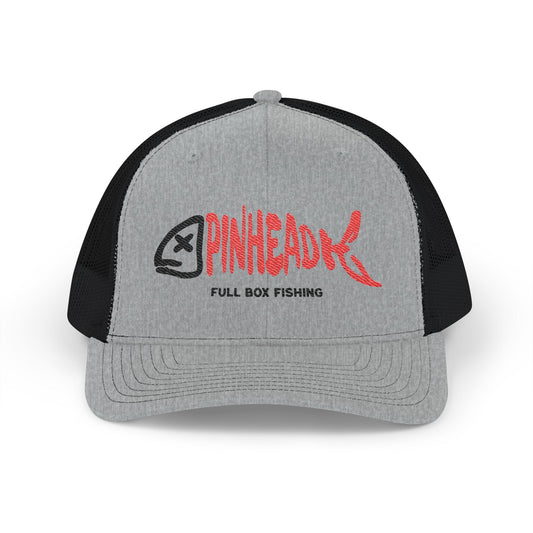 Embroidered Snapback Trucker Cap - Pinhead Full Box Fishing Designs